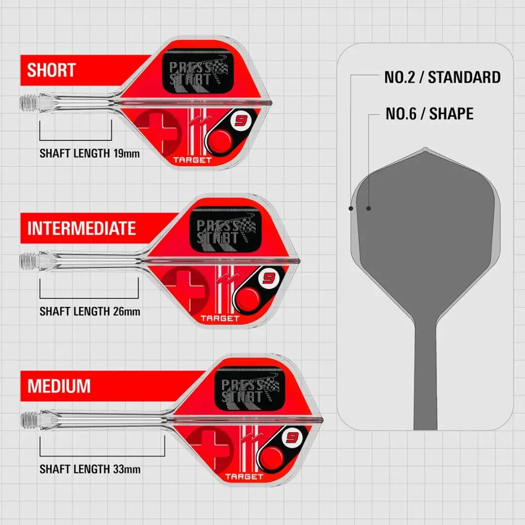 Target K-Flex Press Start NO2 Dart Flights - 3 Stuks - Rood/Transparant