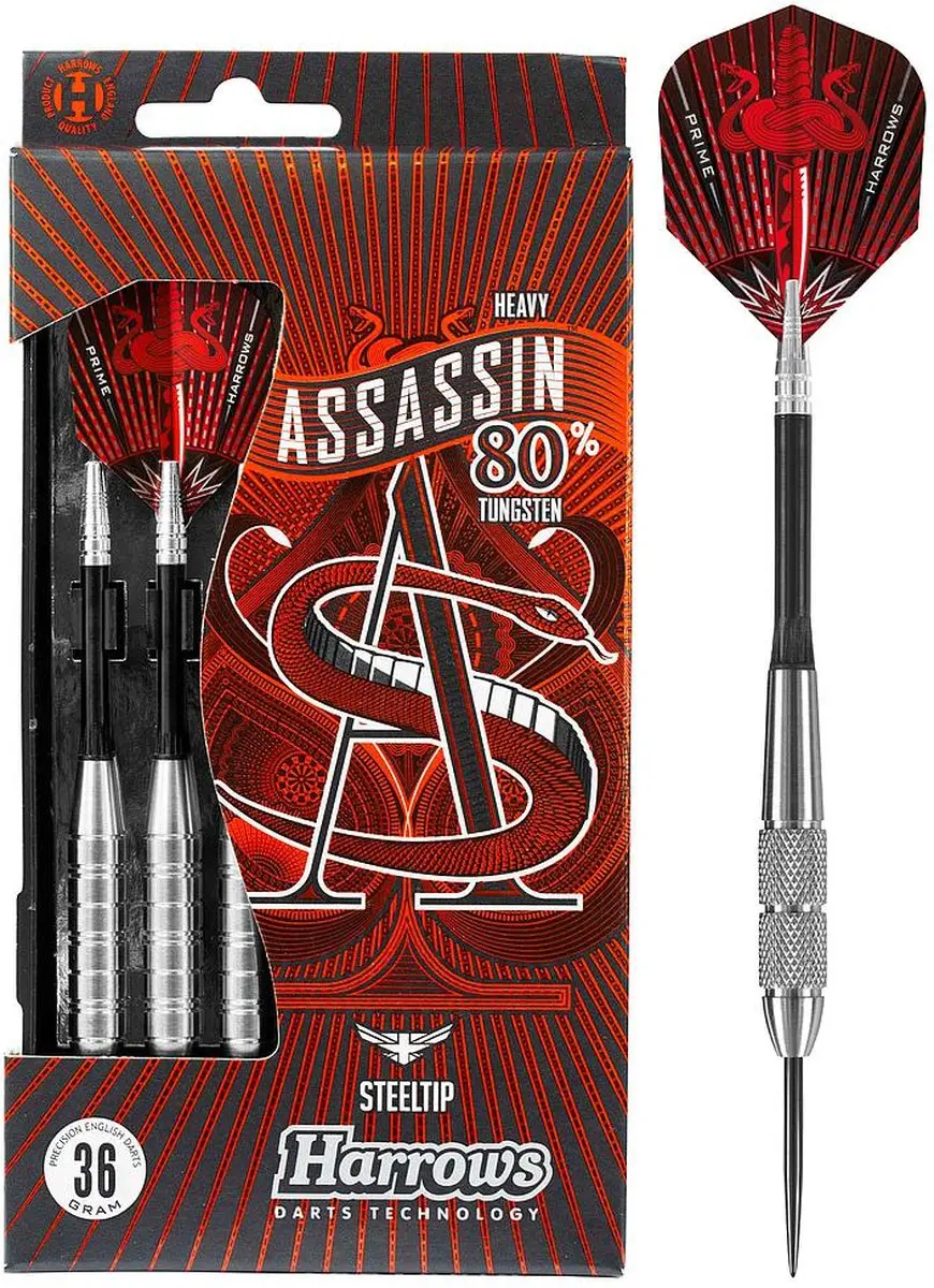 Harrows Assassin Heavy 28gr Tungsten - 3 Stuks - Grijs/Wit/Rood