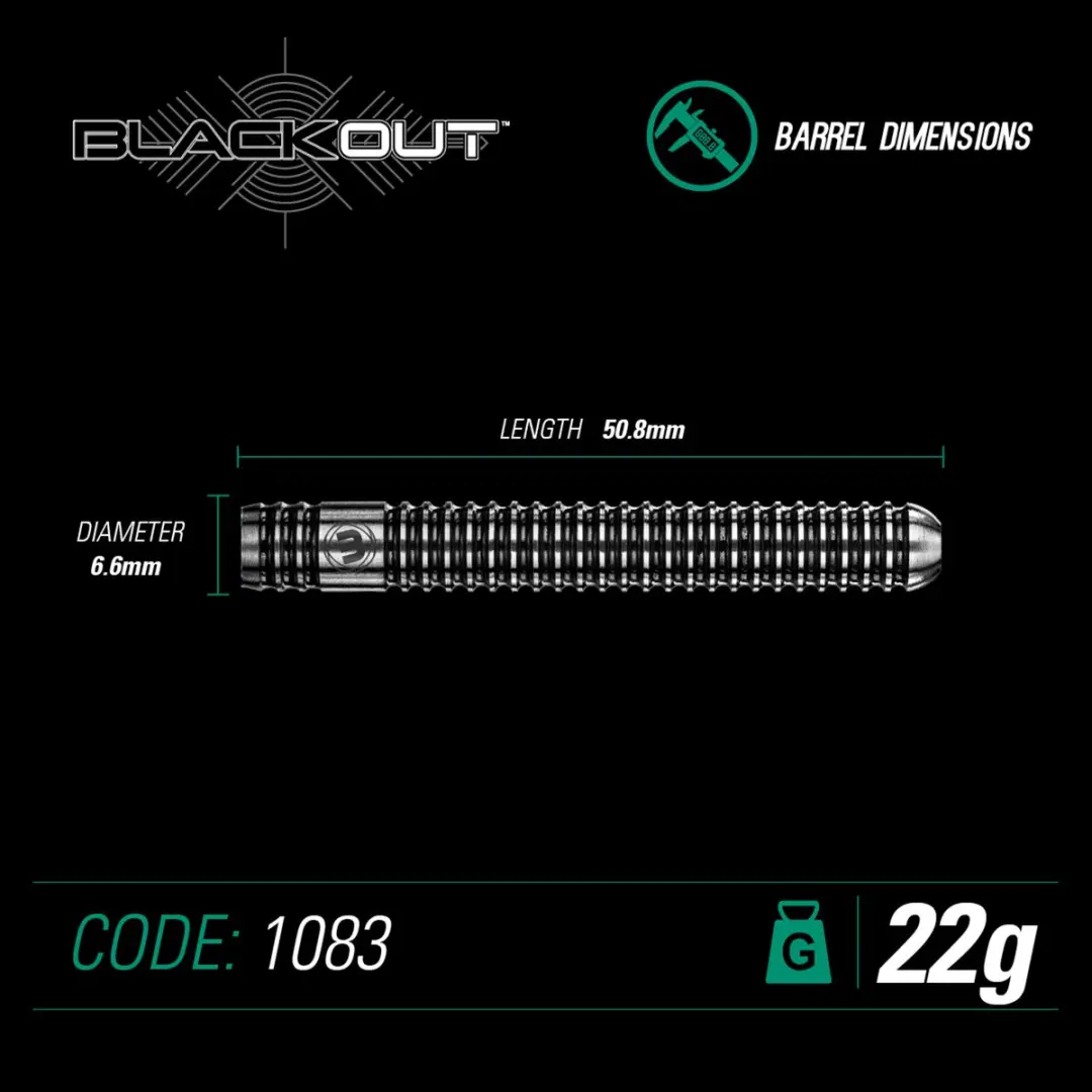 Winmau Blackout 1 Dartpijlen - 3 Stuks - Zwart
