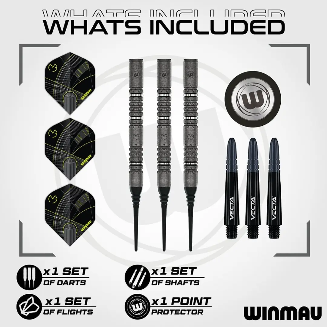 Winmau Michael van Gerwen Signature Edition 2506-18 Dartpijlen - 3 Stuks - Grijs