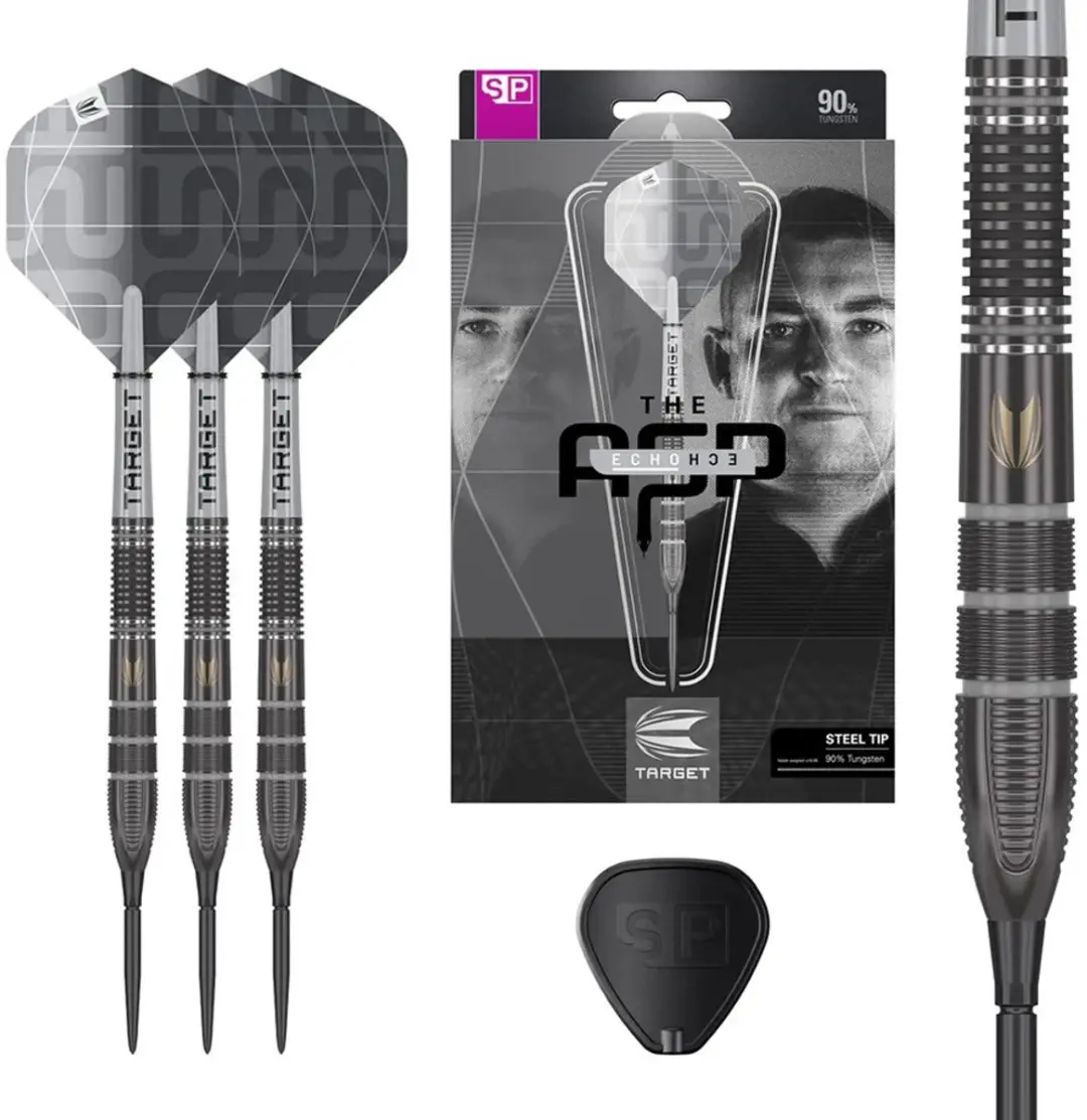 Target Nathan Aspinall Echo Swiss Point 90% Dartpijlen - 3 Stuks - Grijs/Zwart/Zilver