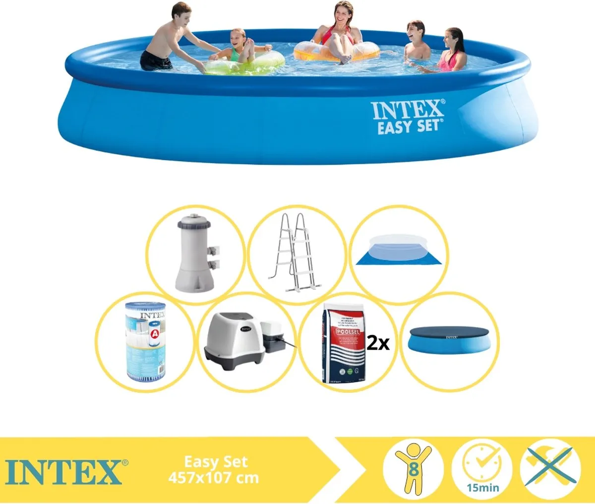 Intex Easy Set Zwembad 457x107cm - 12430L Blauw - 26166GN