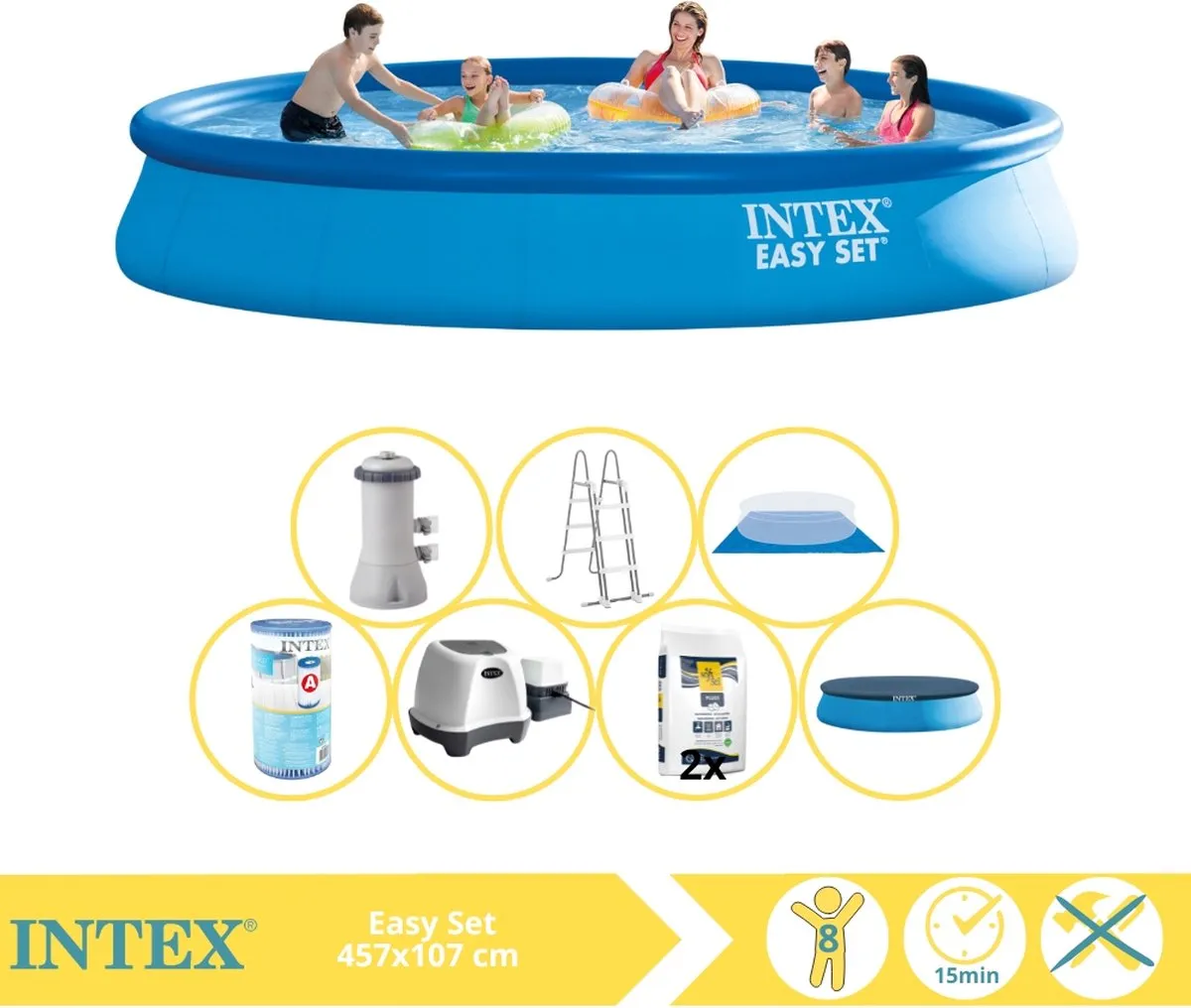 Intex Easy Set Zwembad 457x107cm - 12430L Blauw - 26166GN