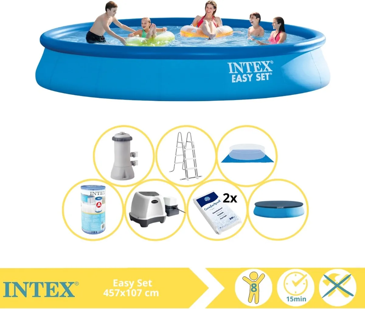 Intex Easy Set Zwembad 457x107cm - 12430L Blauw - 26166GN