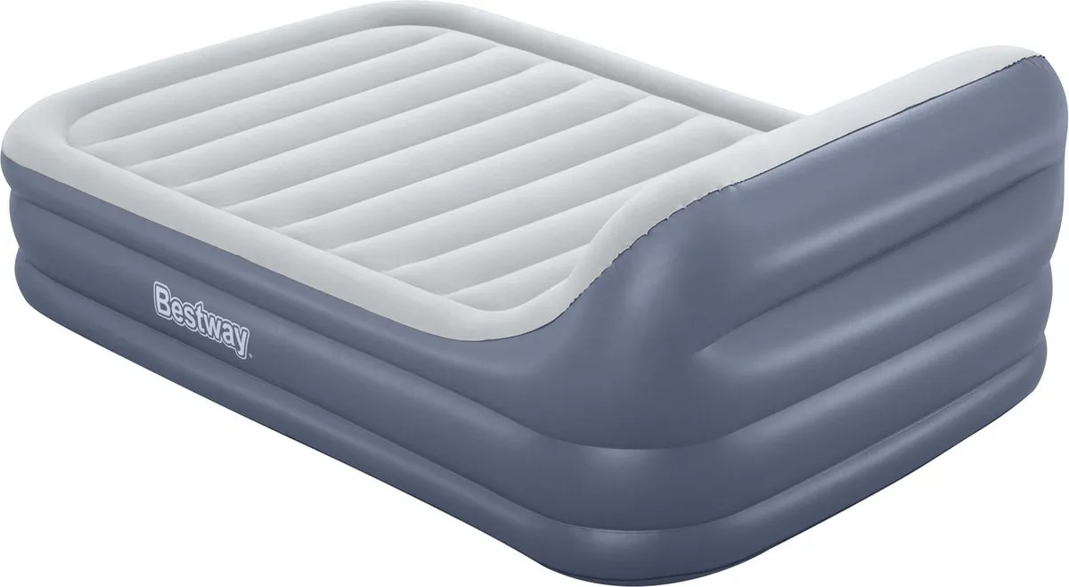 Bestway Tritech Sleekflow Headboard Luchtbed Queensize 152cm - Blauw/Grijs