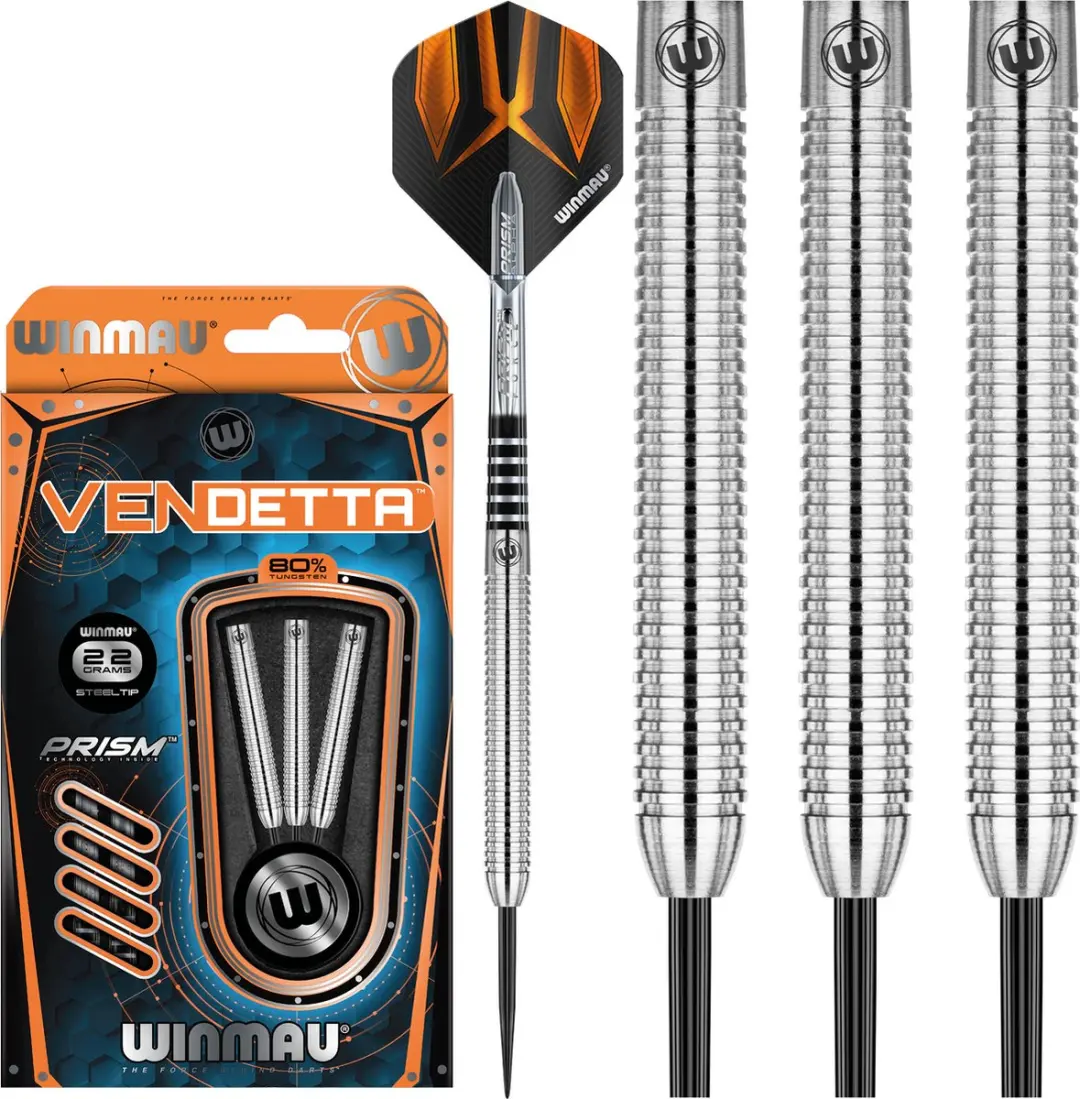 Winmau Vendetta 80% 22g Dartpijlen - 3 Stuks - Zwart/Oranje