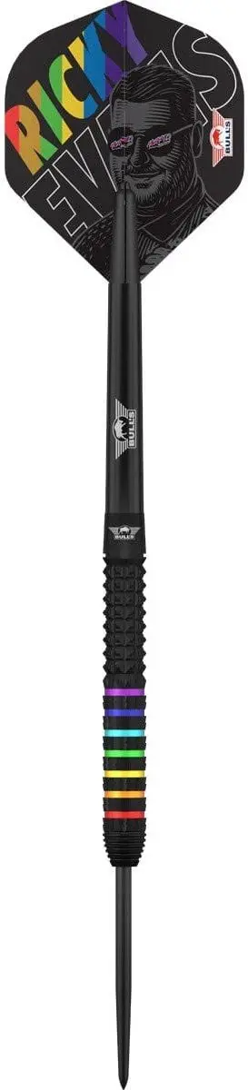 Bull's Ricky Evans Dartpijl 24g - 3 Stuks - Zwart/Regenboog
