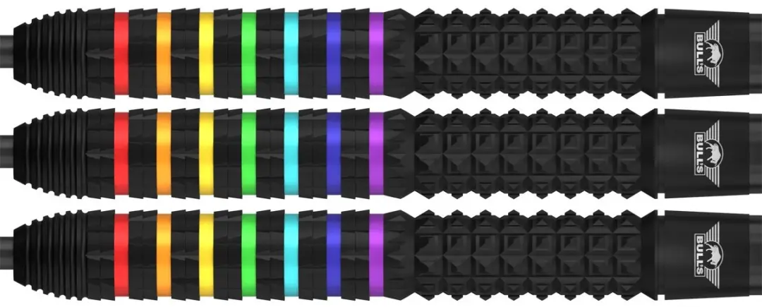 Bull's Ricky Evans Dartpijl 24g - 3 Stuks - Zwart/Regenboog