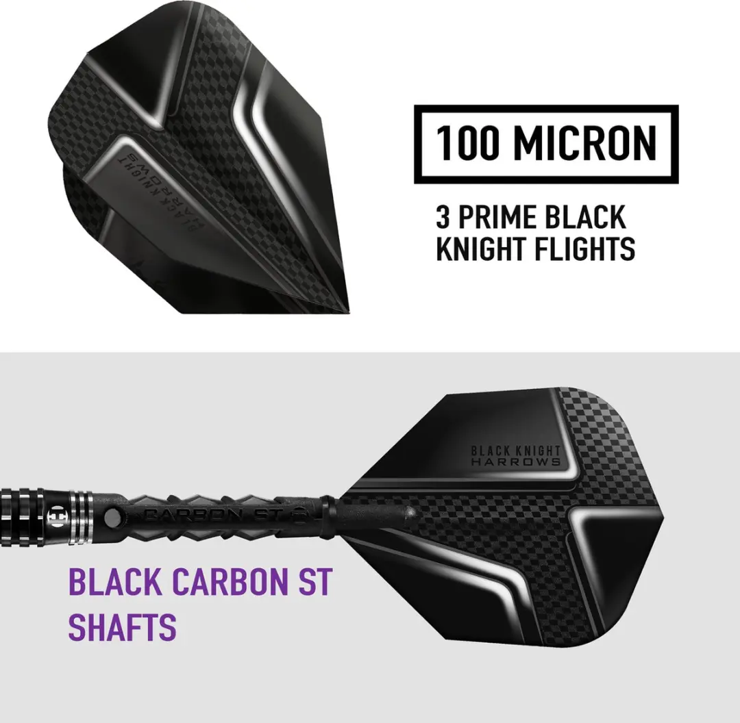 Harrows Black Knight 23gr Tungsten Darts - 3 Stuks - Zwart