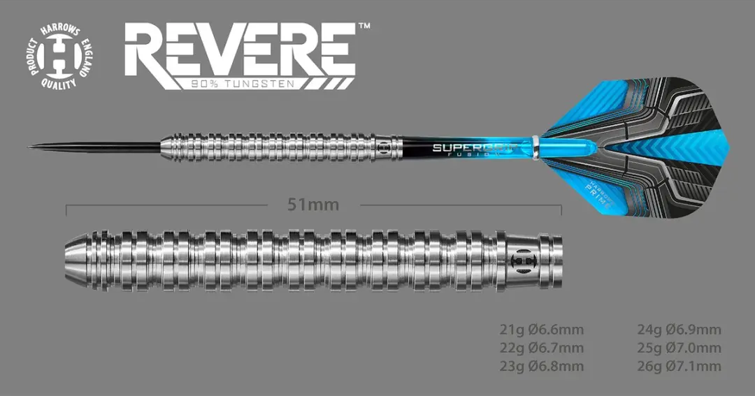 Harrows Revere 90% Tungsten 23gr - 3 Stuks - Zilver
