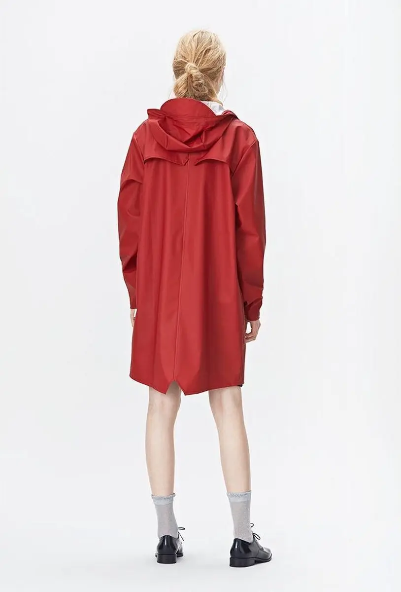 Rains Long Jacket - Herfst - Donkerrood