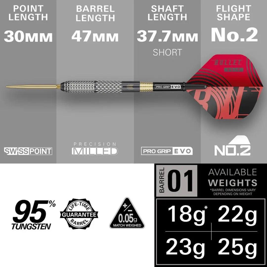Target Stephen Bunting G5 Void Swiss Point Dartpijlen - 3 Stuks - Rood