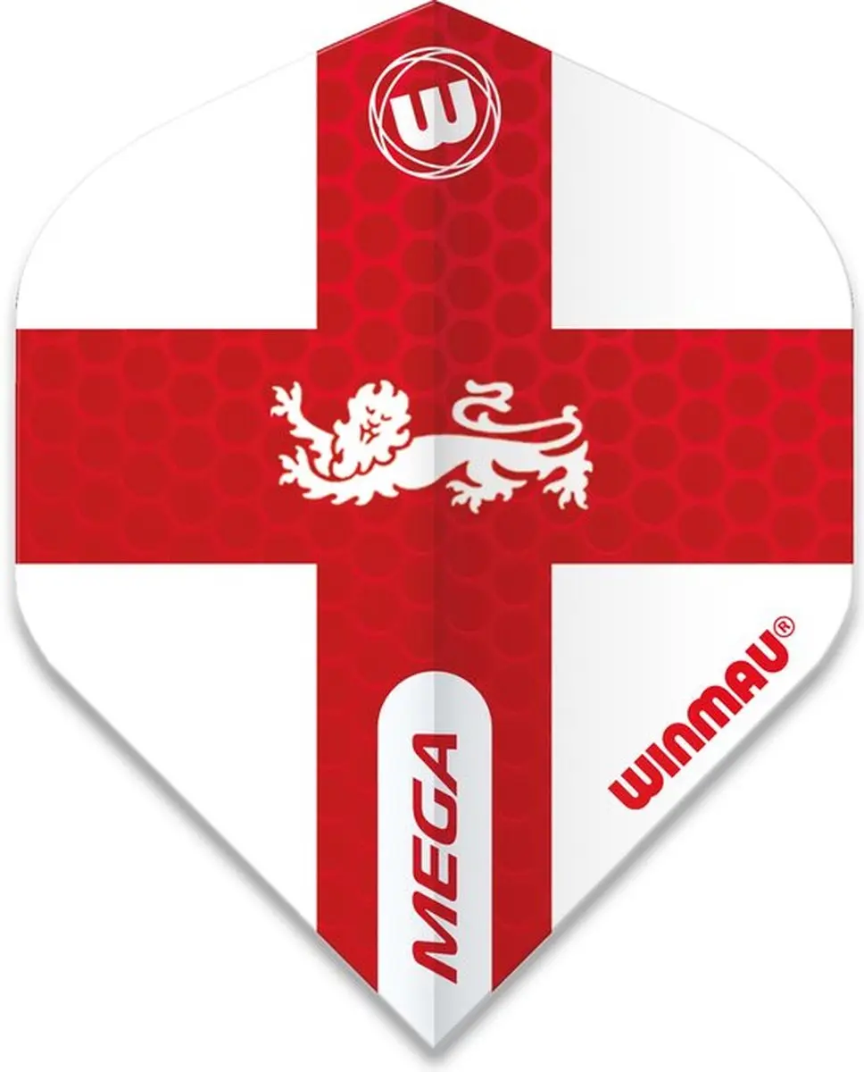 Winmau Mega Standard England Dartvluchten - 3 Stuks - Wit/Rood - afbeelding 6 van 6