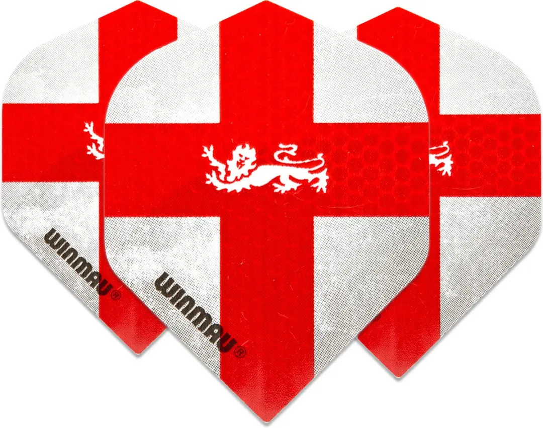 Winmau Mega Standard England Dartvluchten - 3 Stuks - Wit/Rood