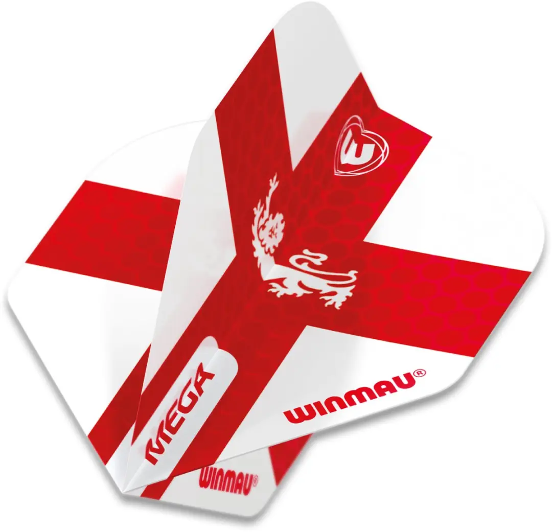 Winmau Mega Standard England Dartvluchten - 3 Stuks - Wit/Rood