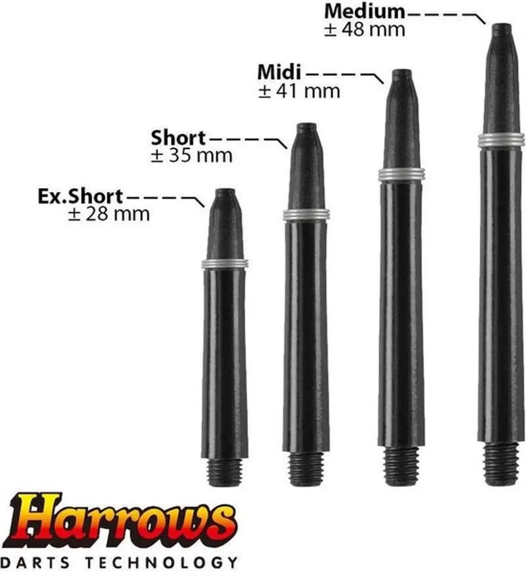 Harrows Nylon+Spring Shaft - Zwart Medium - 3 Stuks