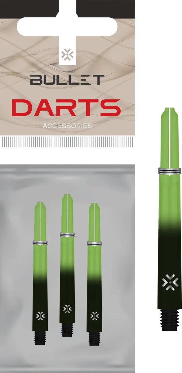 Bullet Shafts 48mm - Zwart Groen - 3 Stuks