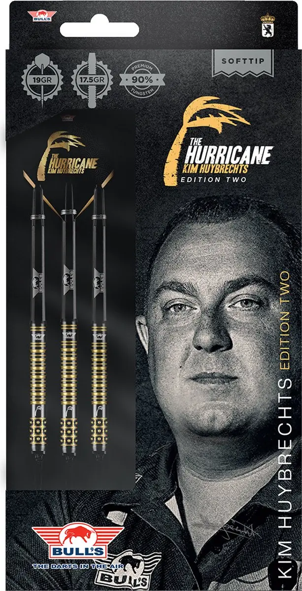 Bull's Kim Huybrechts 90% Black E2 Softtip Darts 19g - 3 Stuks