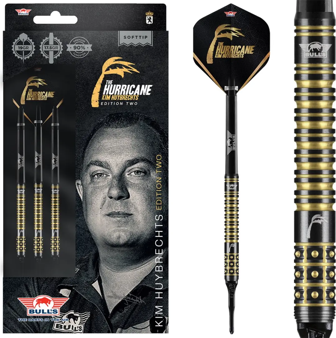 Bull's Kim Huybrechts 90% Black E2 Softtip Darts 19g - 3 Stuks