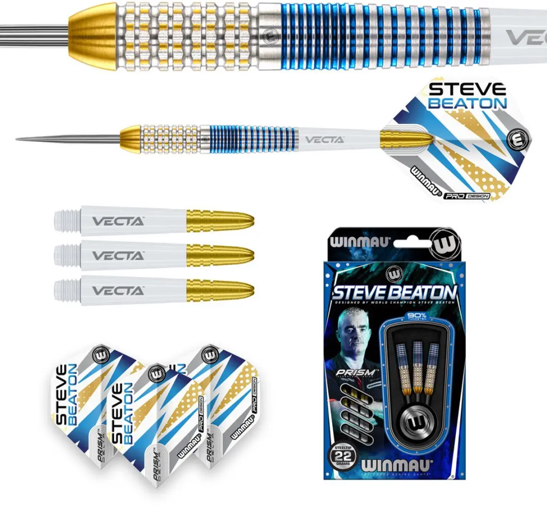 Winmau Steve Beaton Legacy Edition Dartpijlen 3 Stuks - Zilver/Blauw/Goud