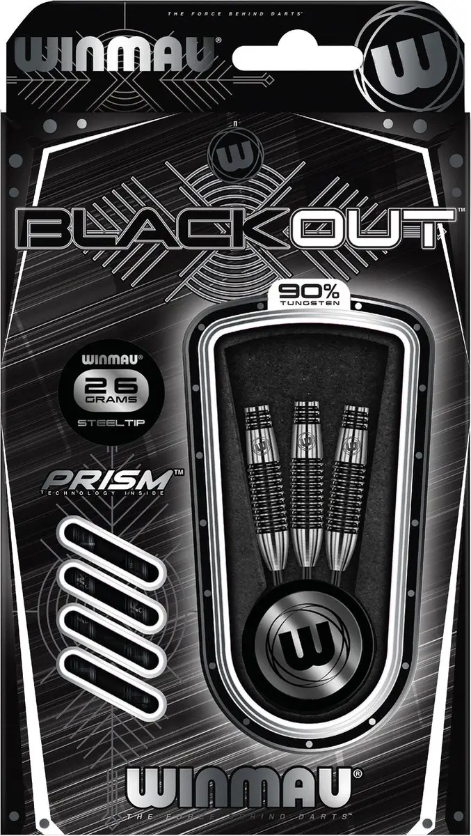 Winmau Blackout 2 Dartpijlen 3 Stuks - Zwart
