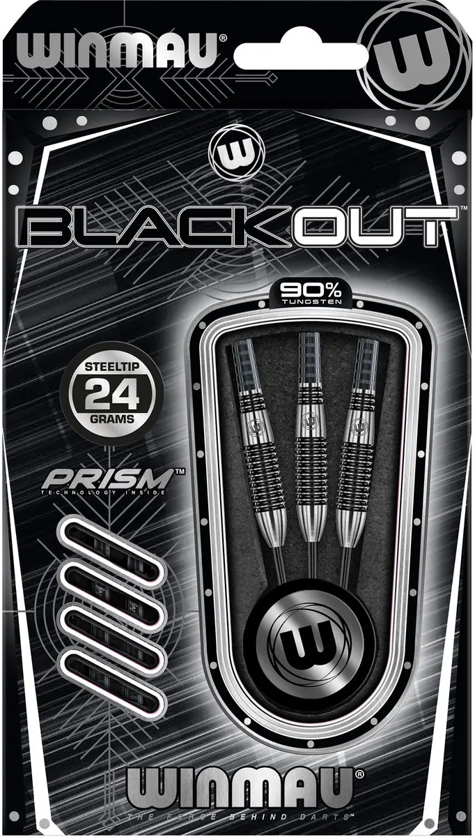 Winmau Blackout 2 Dartpijlen 3 Stuks - Zwart