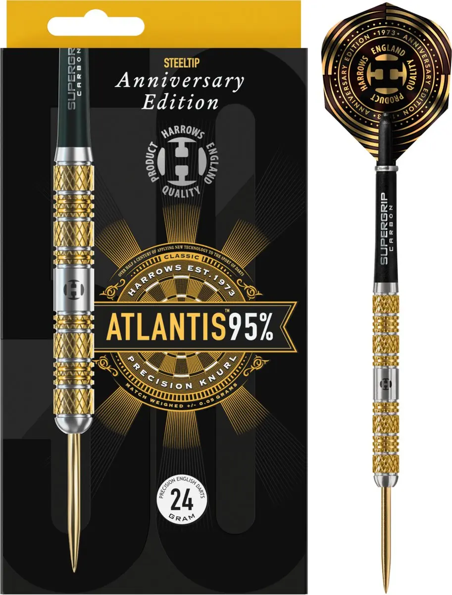 Harrows Atlantis 24GR Darts - 3 Stuks - Goud/Zilver/Zwart
