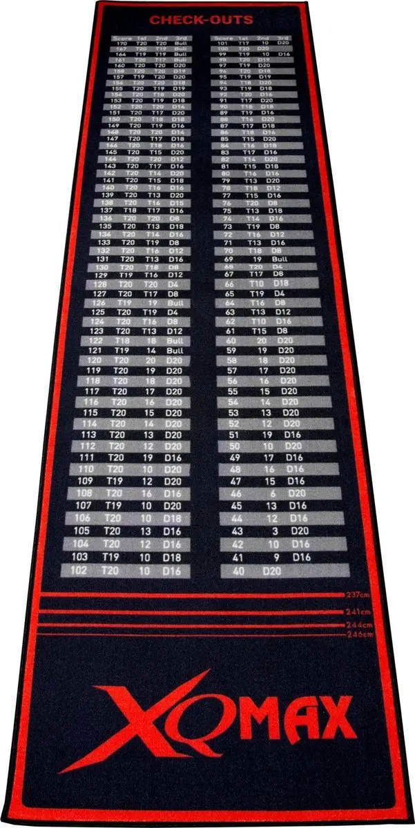 XQMax Dartmat Checkout Rood 285x60cm