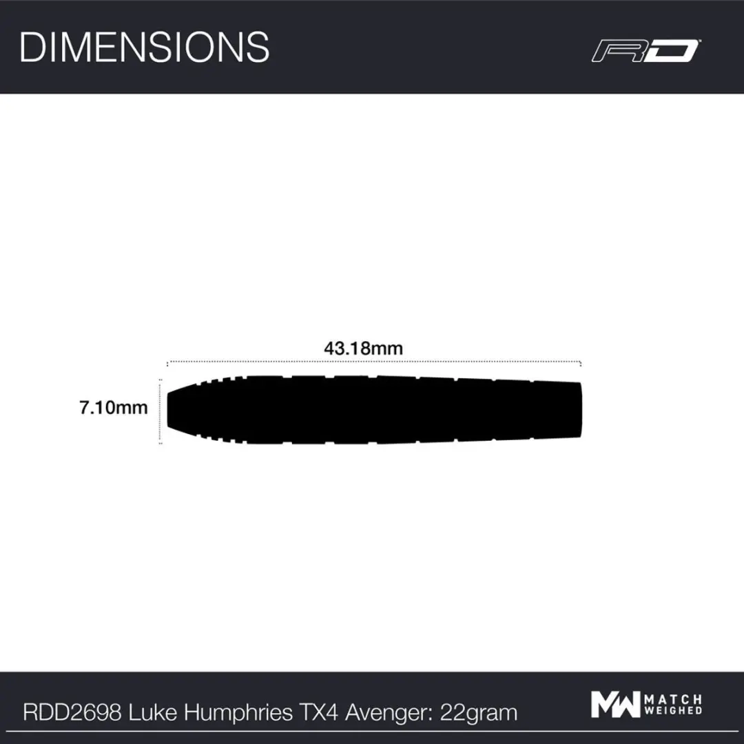 Red Dragon Luke Humphries TX4 Avenger 90% Dartpijlen - 3 Stuks