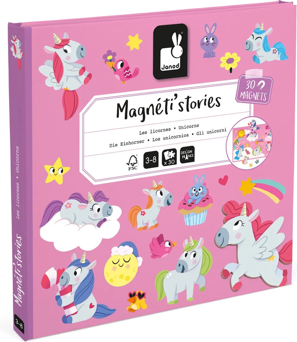 Janod Magneti Stories Eenhoorns Magneetset 30 Magneten - 1 Stuk