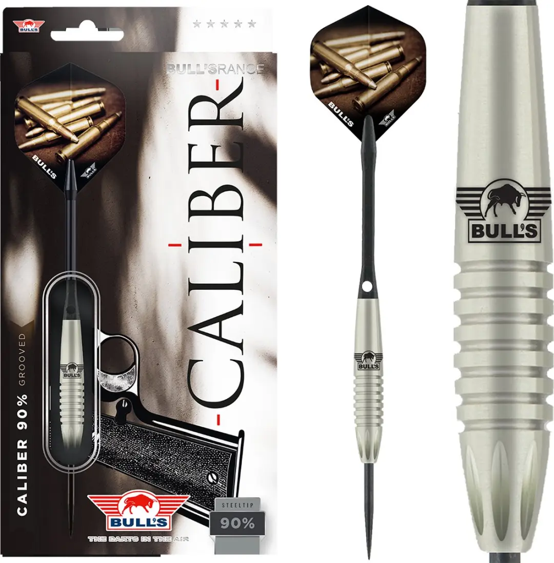 Bull's Caliber Dartpijlen 90% Tungsten - Grooved 26g - Zilver - 3 Stuks