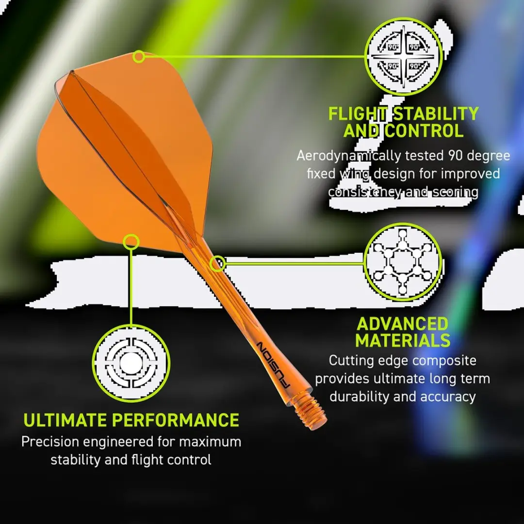 Winmau Fusion NO6 Dartvleugels - Neon Oranje - 3 Stuks