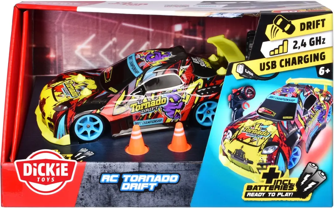 Dickie Toys RC Tornado Drift Racewagen 201104007 - Driffunctie - 3x AA