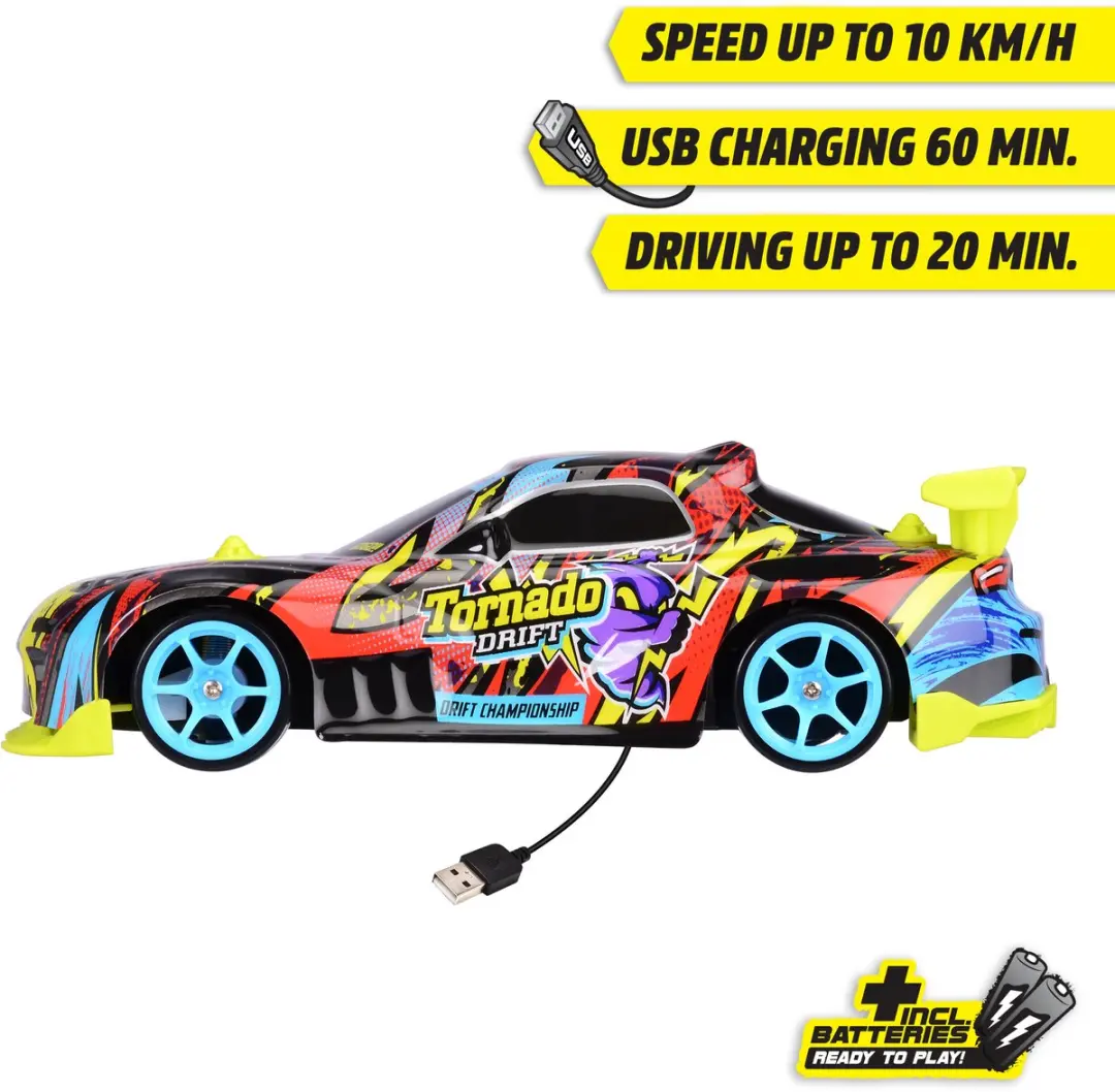 Dickie Toys RC Tornado Drift Racewagen 201104007 - Driffunctie - 3x AA