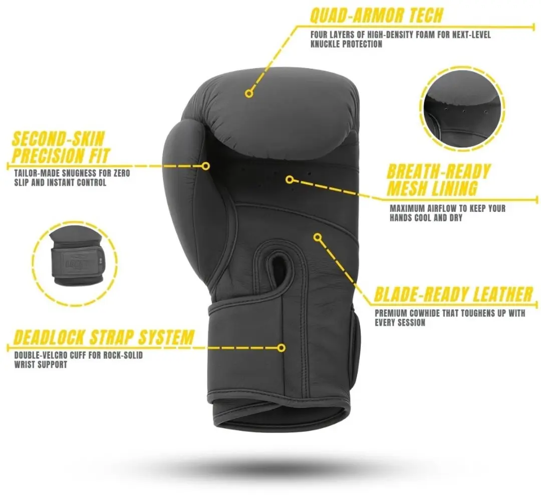 Legend Stealth Elite Bokshandschoenen 8 oz - Mat Zwart Leer