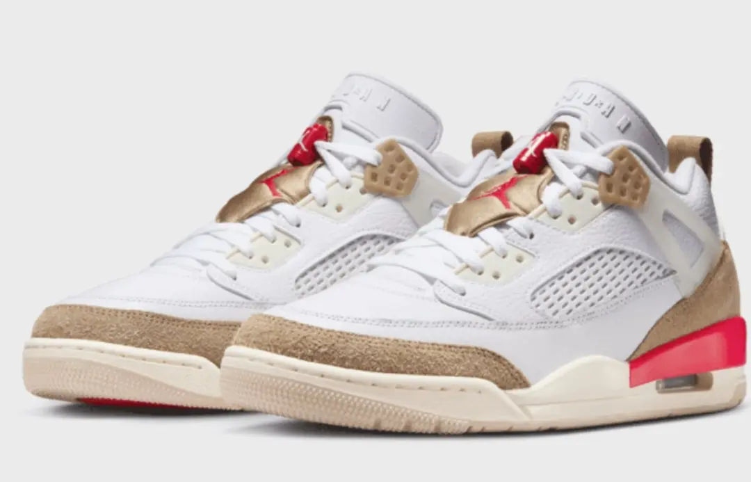 Jordan Spizike Low FQ1759-105 Sportschoenen - Maat 47 - Wit/Bruin/Rood