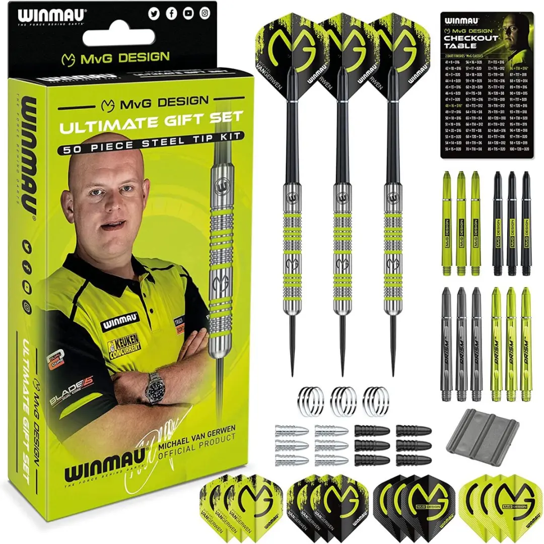 Winmau Michael Van Gerwen MvG Cadeauset Dartset 50-delig - 20g Steeltip