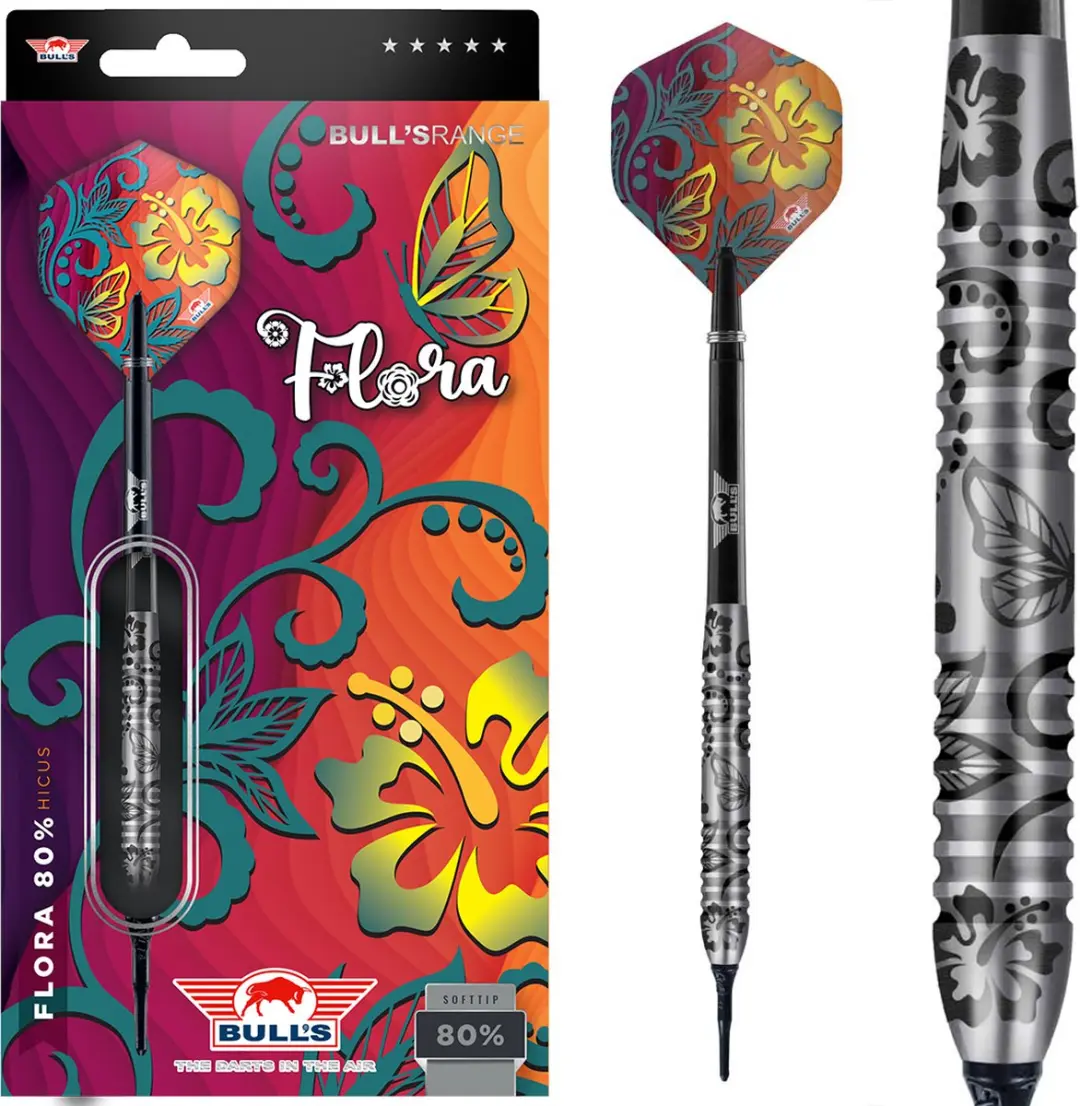 Bull's Flora Hicus 80% Tungsten Dartpijlen 18g - 3 Stuks