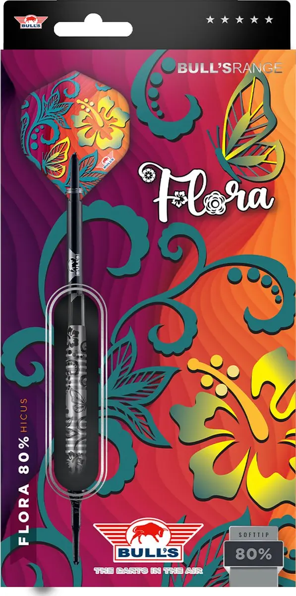 Bull's Flora Hicus 80% Tungsten Dartpijlen 18g - 3 Stuks