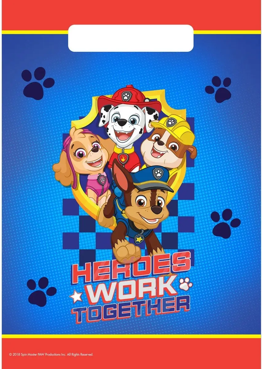 PAW Patrol Uitdeelzakjes 23x16cm - Blauw/Rood - 8 Stuks