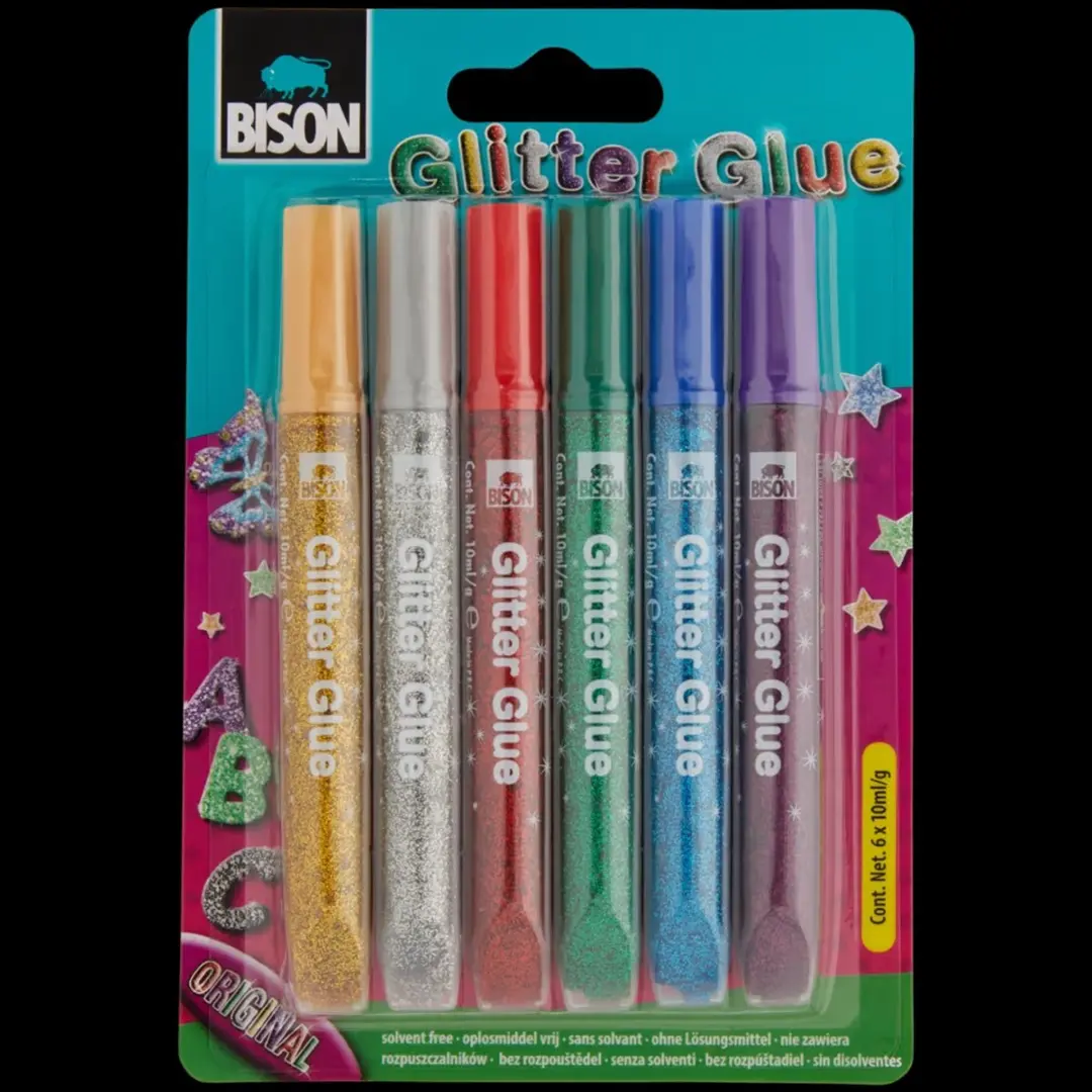 Bison Glitterlijm 6 Stuks - Creatief Effect