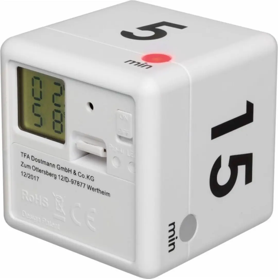 TFA Dostmann Timer Cube Digitaal - Wit - afbeelding 6 van 6