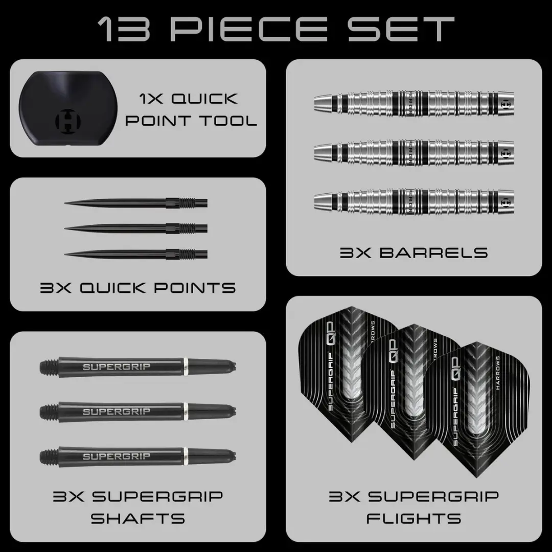Harrows Supergrip Torpedo Quick Point BD89122 Dartpijlen - 3 Stuks
