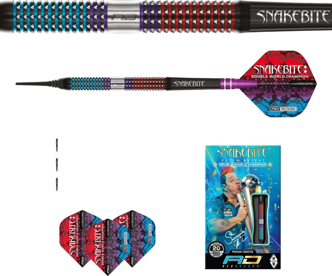 Red Dragon Peter Wright Spirit 90% Soft Tip Darts - 3 Stuks