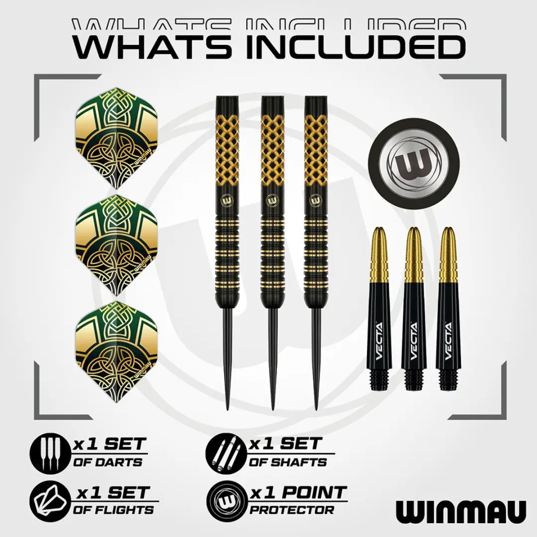 Winmau Brendan Dolan V2 Dartpijlen - 3 Stuks - Zwart/Goud