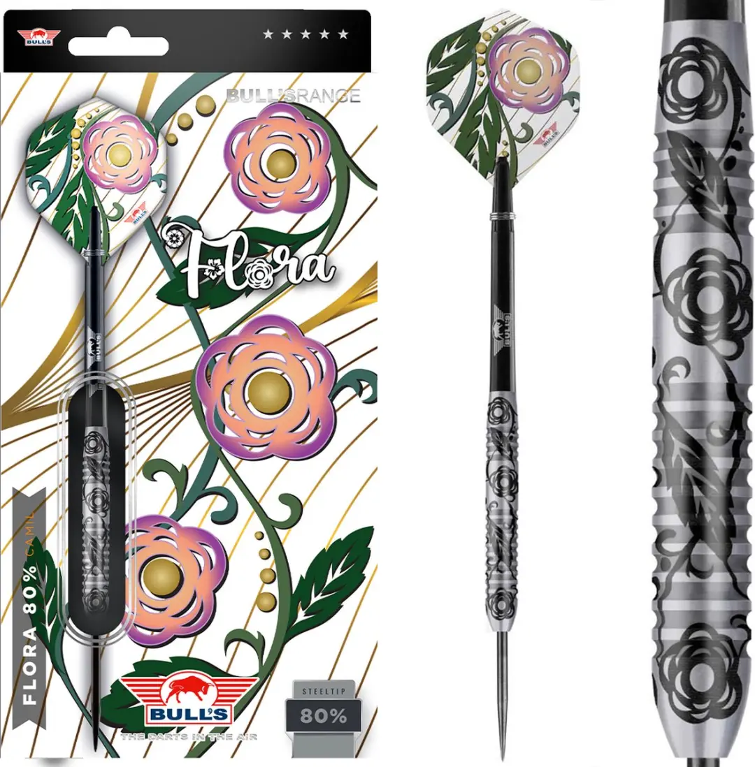 Bull's Flora Camil 80% Dartpijlen BU-27224 - 24g - Zilver