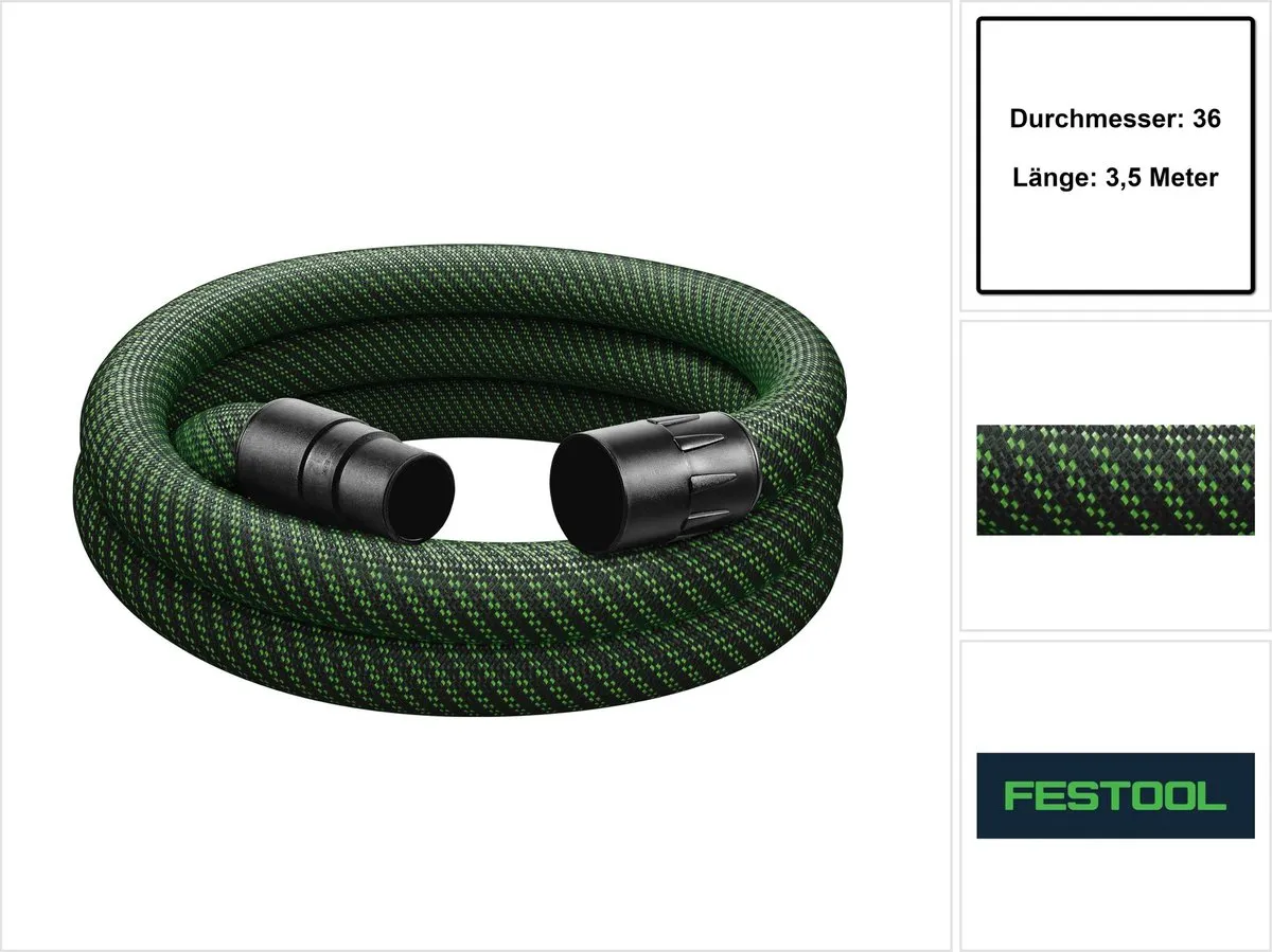 Festool Afzuigslang D36x3,5m-AS/CTR - 36mm - Zwart/Groen - afbeelding 6 van 6