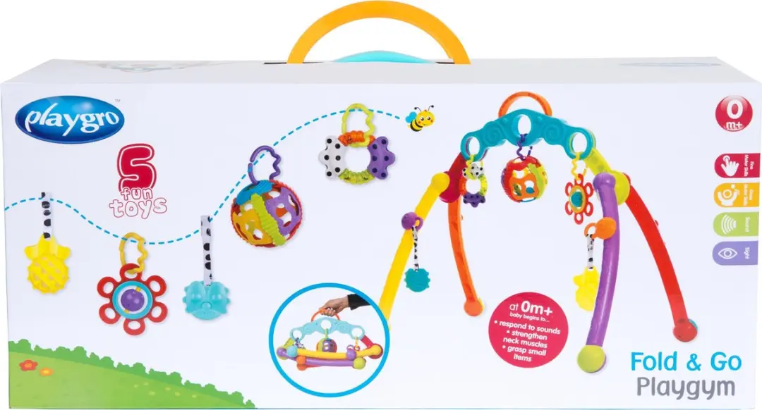 Playgro Fold and Go Playgym - 5 Afneembare Hangspeeltjes - Multi