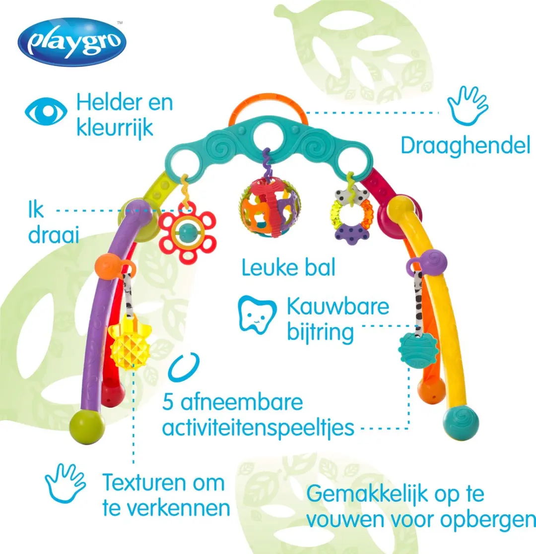 Playgro Fold and Go Playgym - 5 Afneembare Hangspeeltjes - Multi