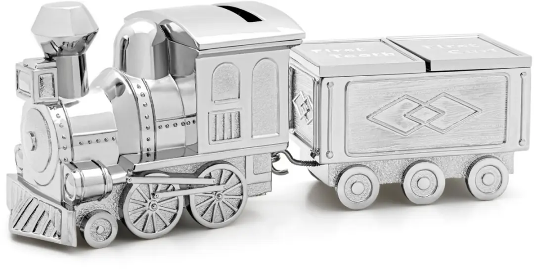 Zilverstad Spaarpot & Haarlok Tandendoosje Locomotief